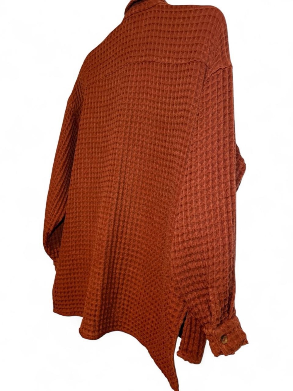 BDG Women’s Rust Waffle-Knit Button-Up Shirt - Picture 7 of 8